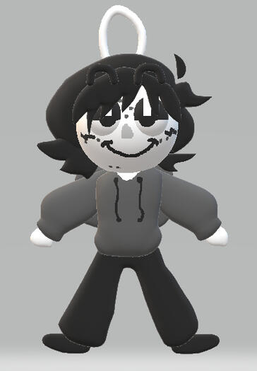 A screenshot of a Paint 3D model, which is a monochrome Mark Heathcliff (from The Mandela Catalogue) as a Christmas ornament.